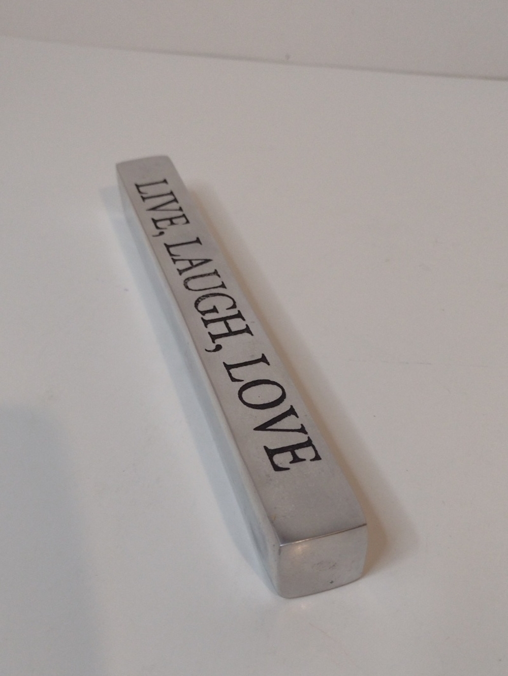 Live, Laugh, Love Decorative Block - Silver Accent